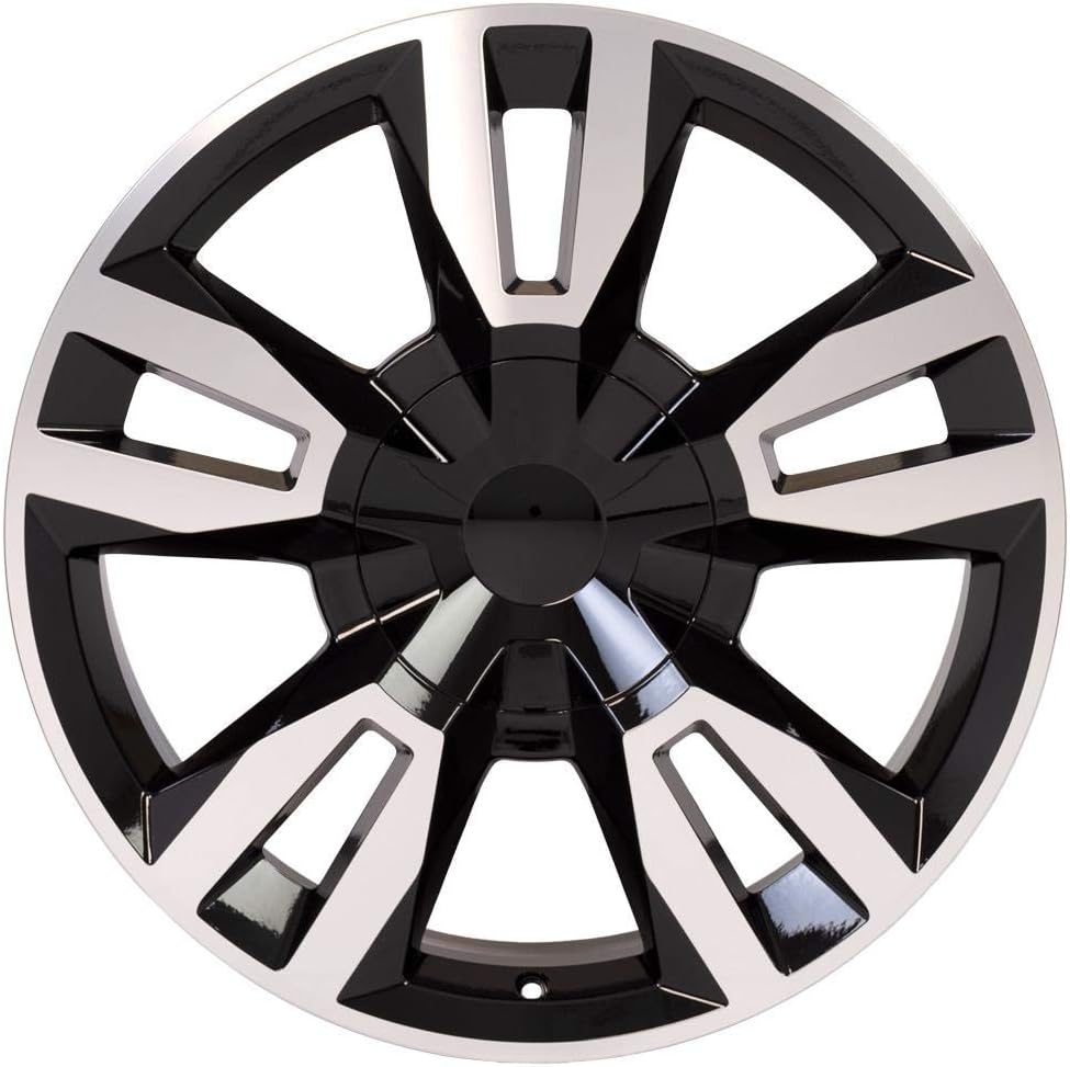 OE Wheels LLC 22 inch Rim Fits 6x139.7 Silverado Suburban Tahoe Sierra Yukon Escalade CV40 22x9 Black Machined Wheels Hollander: 5620
