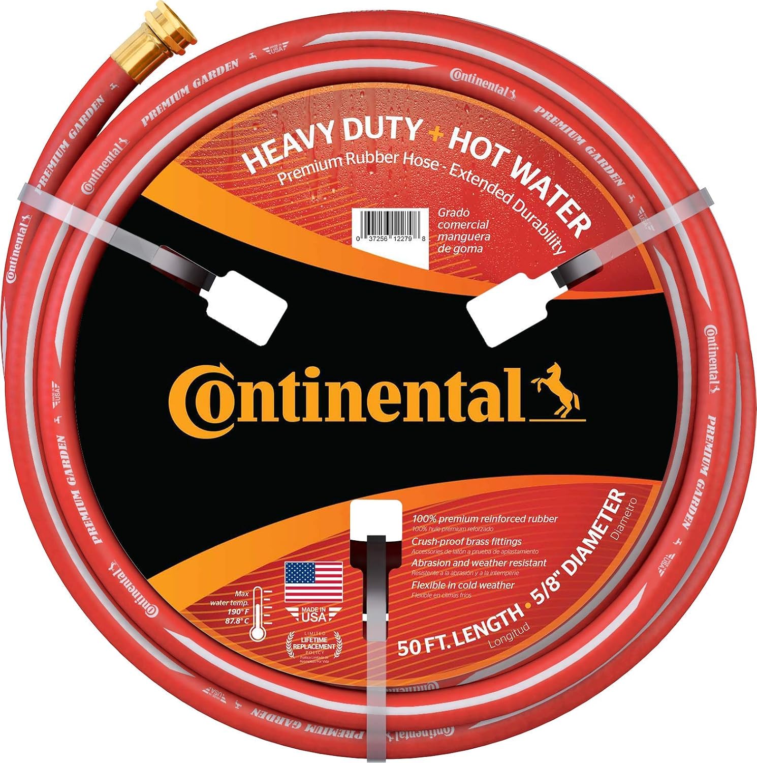 Continental ContiTech-20582672 Premium Garden, Red Heavy Duty Hot Water Garden Hose, 5/8" ID x 50' Length, MXF GHT Pack of 2