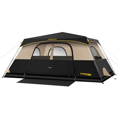FanttikOutdoor Camping Tent 4/6/8/10 Person Instant Cabin Tent Setup in 60 Seconds with Rainfly & Windproof Portable with Carry Bag for Family