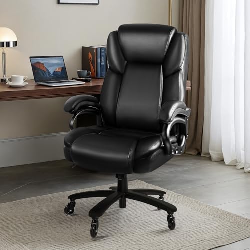 Big and Tall Office Chair 500lbs, Heavy Duty Executive Office Leather Chair for Heavy People