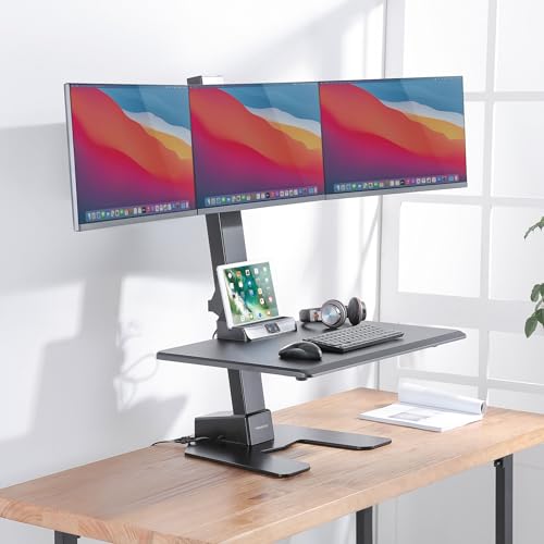 Mount-It! Electric Standing Desk Converter - Motorized Sit-Stand Desk Riser with Monitor Mount