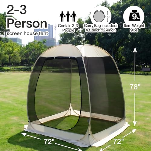 Alvantor Screen House Gazebo, 6-10-15 Person Pop Up Igloo Screened Canopy Tent with Mosquito Netting Sides