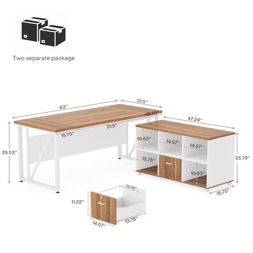 Tribesigns 63 inches Executive Desk and 47" lateral File Cabinet