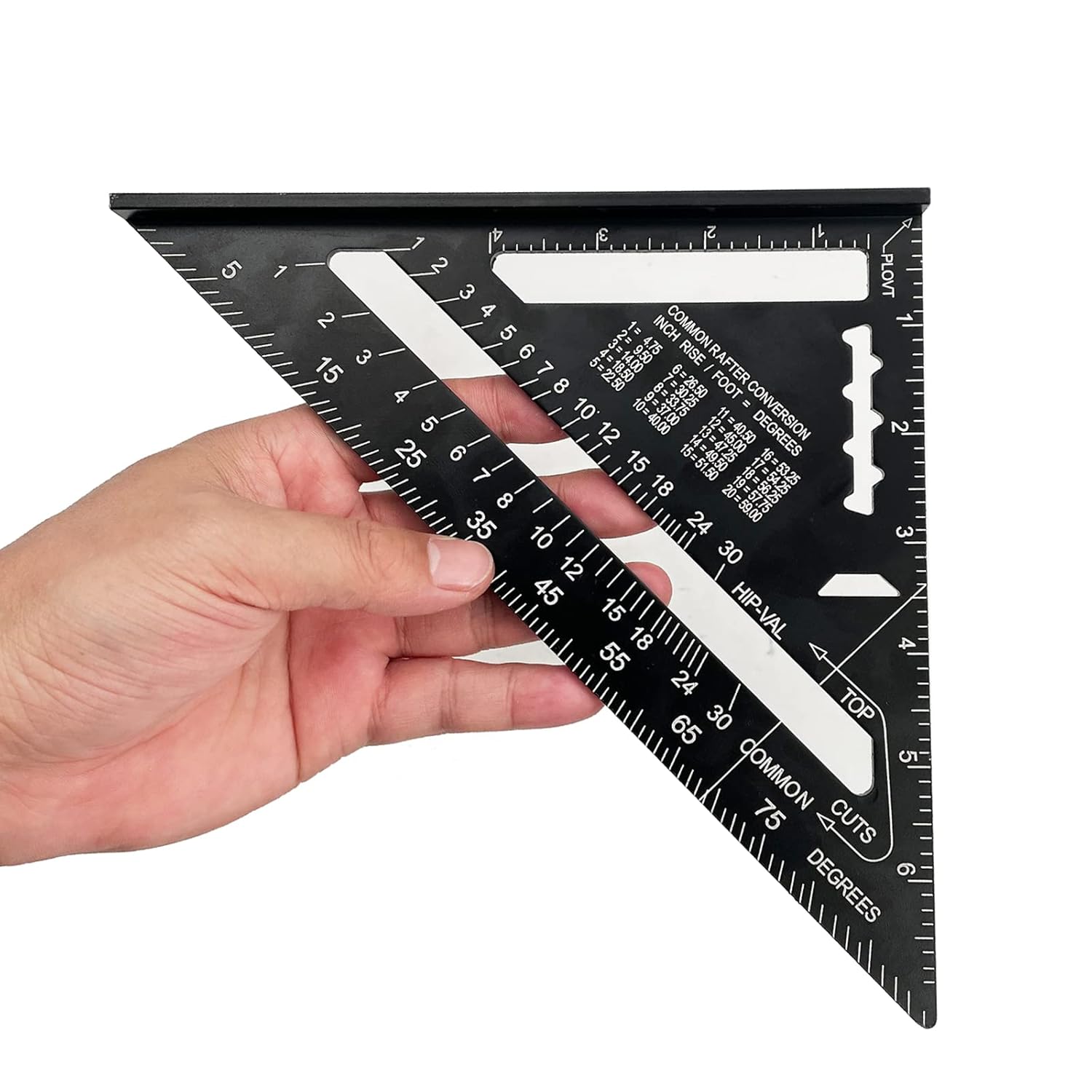 7 inch Rafter Square Aluminum Alloy Double Scale Triangle Ruler Angle Ruler Carpenter Triangle Square Rafter Tool Mensurement Tool for Woodworking