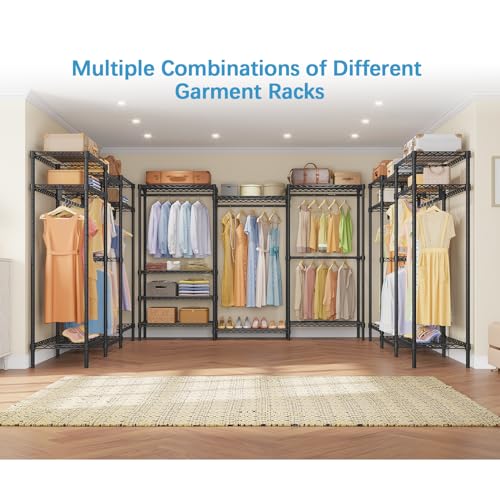 VIPEK V5 Portable Closet Wardrobe Heavy Duty Clothes Rack, Freestanding Clothing Rack with 4 Hang Rods & 8 Shelves, Adjustable Closet Racks