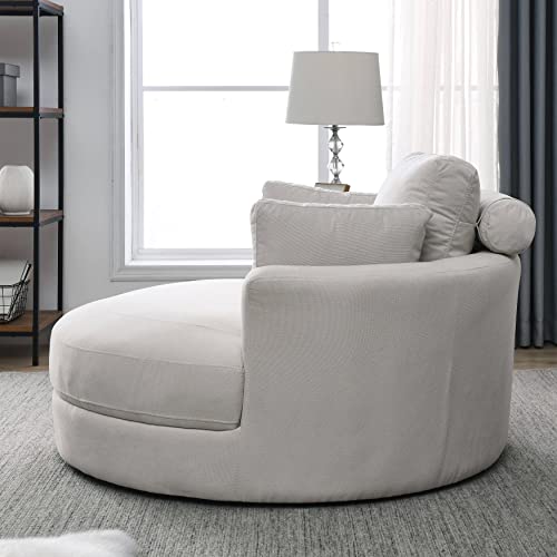 51.5-Inch Oversized Swivel Accent Barrel Chair with Storage Ottoman ,Button Decor and 4 Pillows