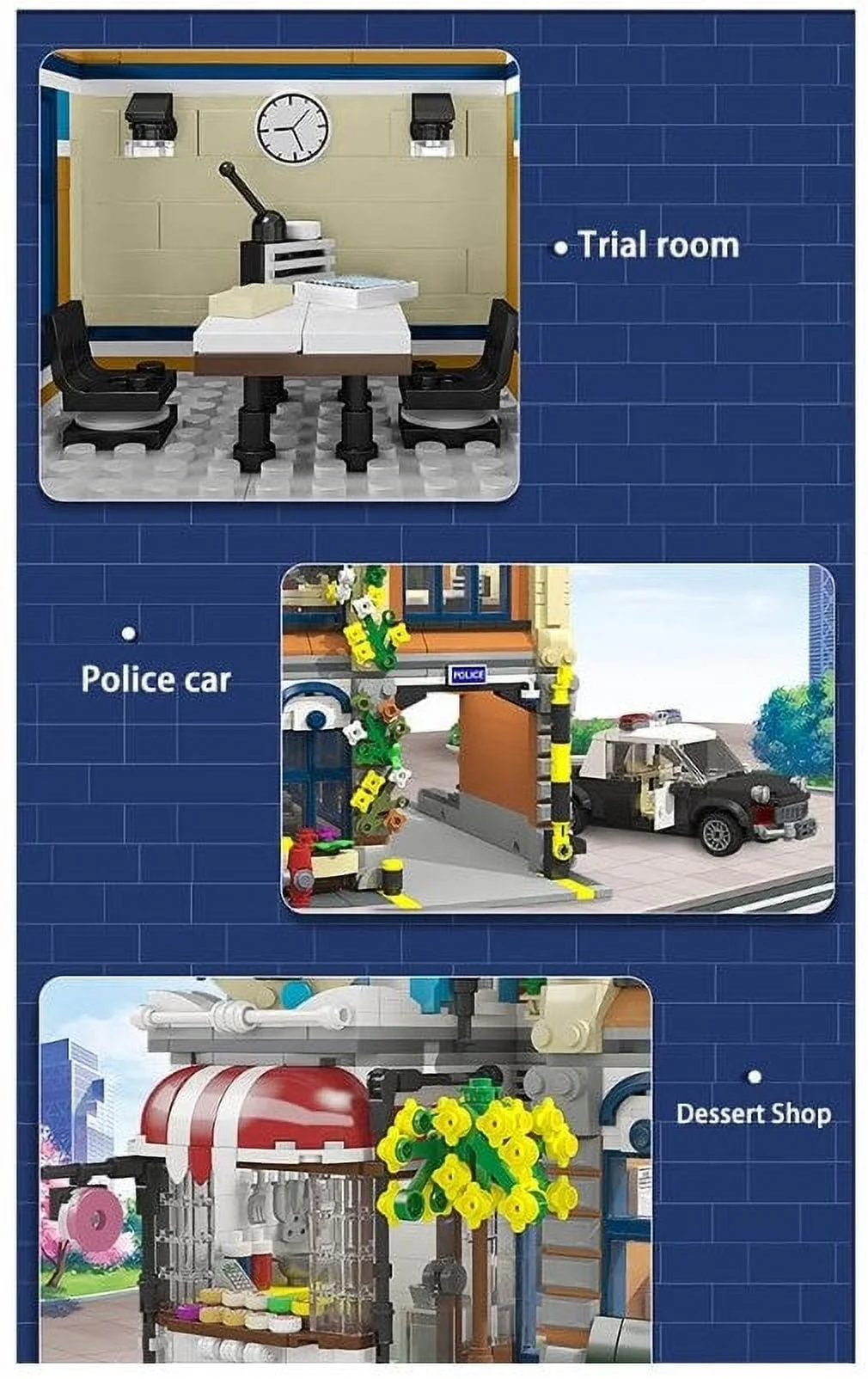 Police Station with Donut Shop Street View Creator Modular City Building Blocks Set | General Jim's Toys | Compatible with Lego, Cobi, Wange