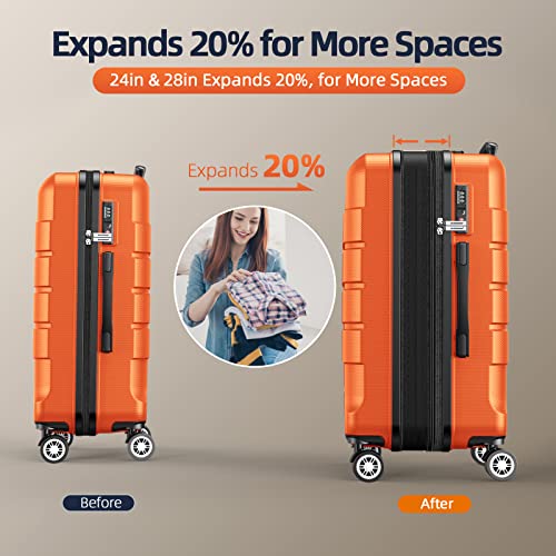 SHOWKOO Luggage Sets Expandable PC+ABS Durable Suitcase Double Wheels TSA Lock Black