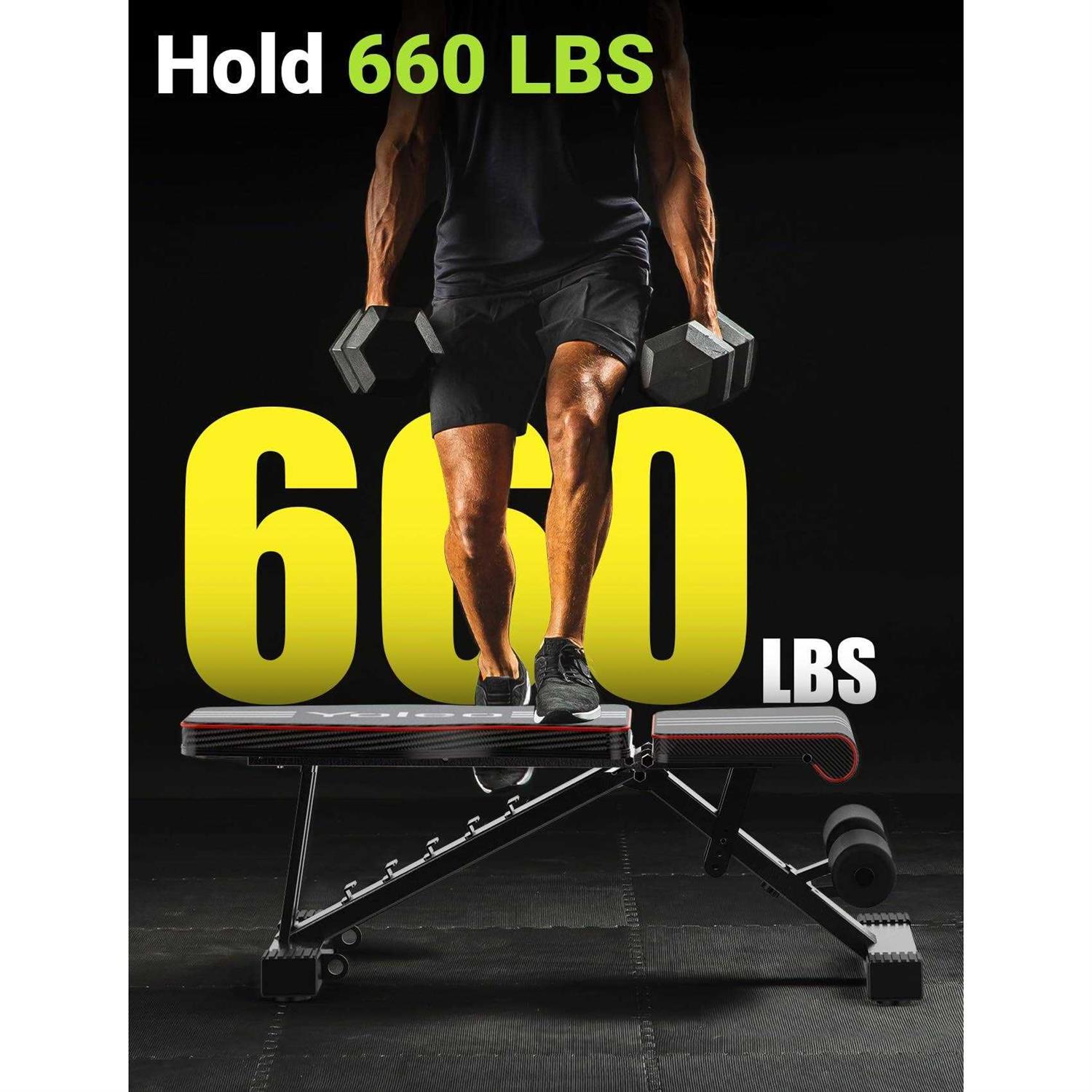 Yoleo Adjustable Weight Bench for Full Body Workout Foldable Bench Press Bench of Home Gym Strength Training - Sports Supplies Online Store