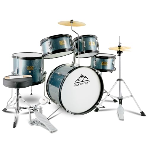 EASTROCK Kids Drum Set, 5-Piece 16 Inches Junior Drum Sets for Kids, Drummer, Beginner Youth Drumset for 7-12 Years Old with Throne,Cymbal,Pedal
