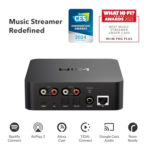WiiM Pro AirPlay 2 Receiver, Google Cast Audio, WiFi Multiroom Streamer, Compatible with Alexa, Siri and Google Assistant