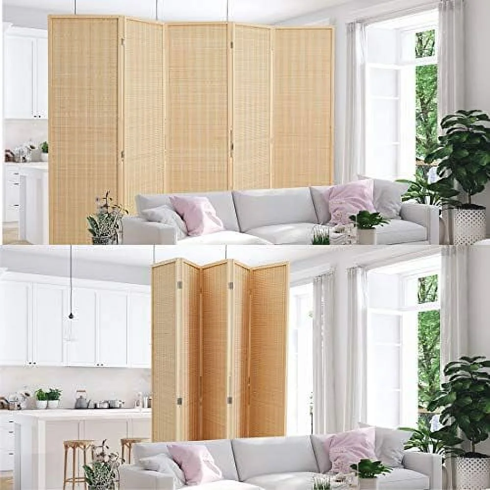 JYHOME Room Divider Privacy Screen with Natural  4-Panel 5-Panel 6-Panel Folding Privacy Screens Freestanding Room Divider - Curated Treasures Market