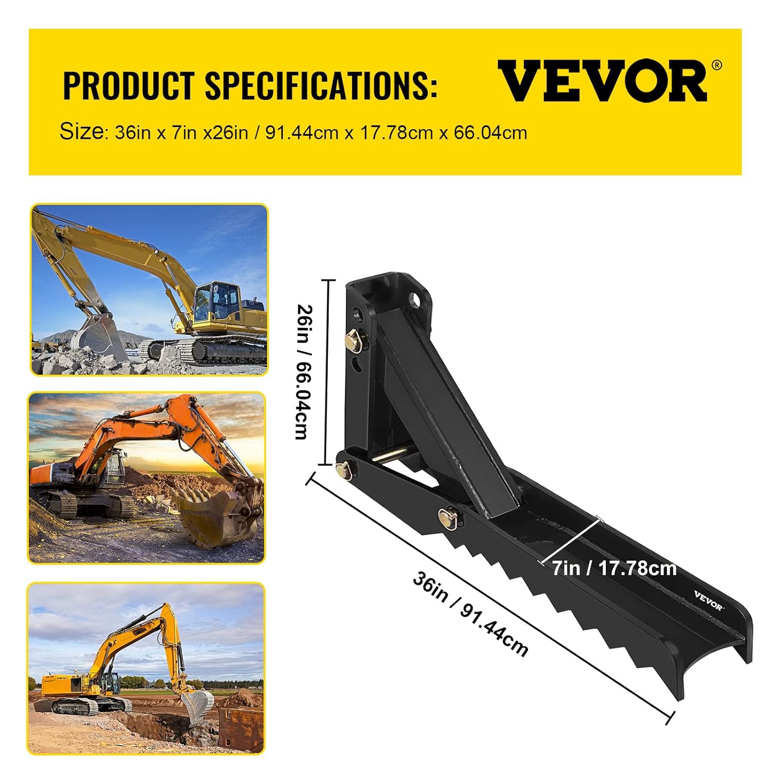 Mophorn 36 inch Backhoe Excavator Thumb Attachments Adjustable Extreme Weld On Backhoe Thumb Hoe Clamp 5/8Inch Teeth Thick Steel Plate 16MM Assembly