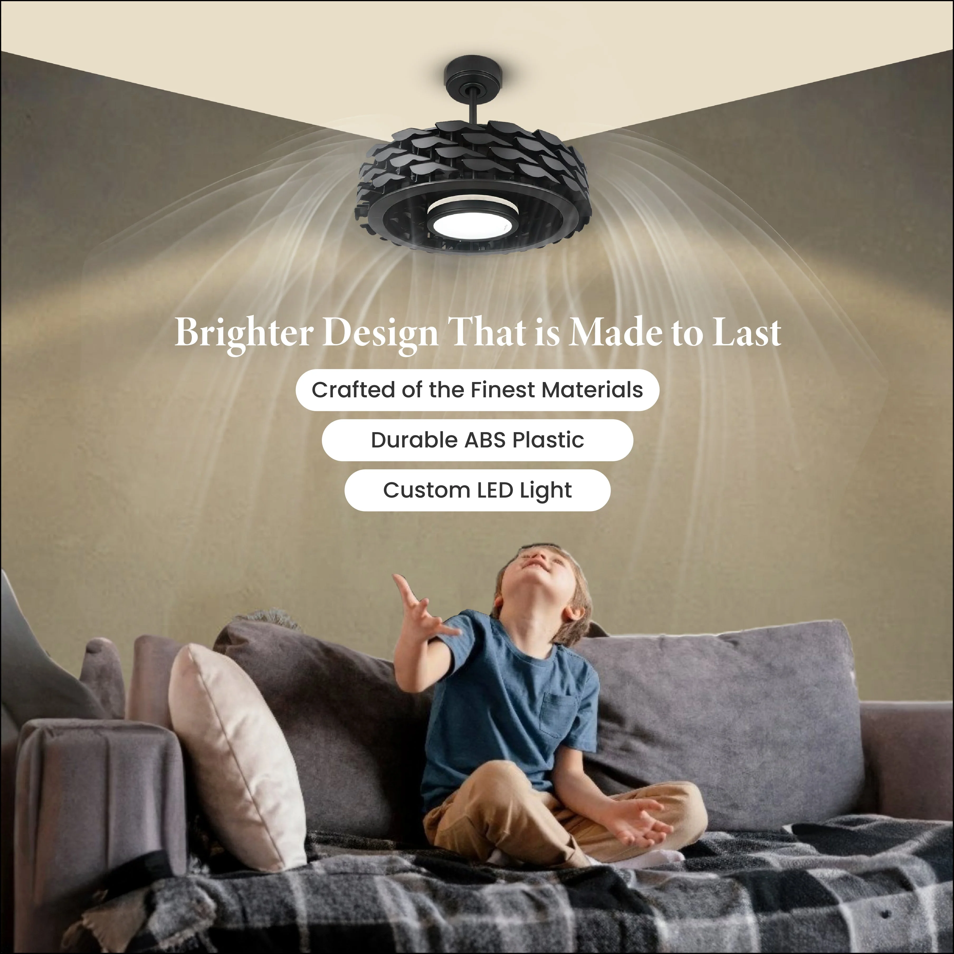 Todays Fans LUMIO Bladeless Smart Ceiling Fan, 6 Speeds with Dimmable LED Light