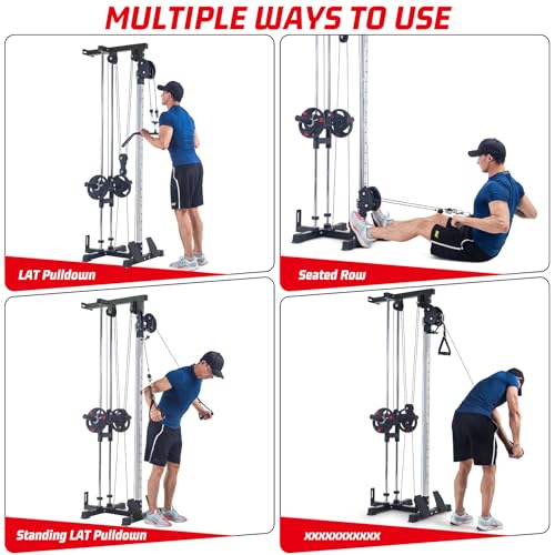 Wall Mount Cable Machine,LAT Power Cable Machine, LAT Pull Down and LAT Row LAT Tower,Cable Crossover Machine with 20 Positions