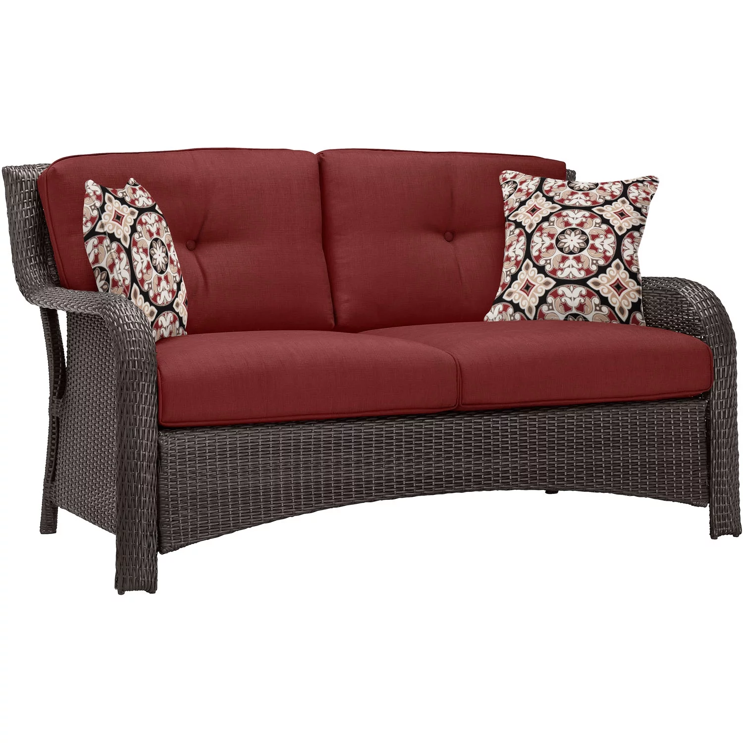 Hanover Strathmere 6-Piece Wicker Outdoor Conversation Set, Crimson Red