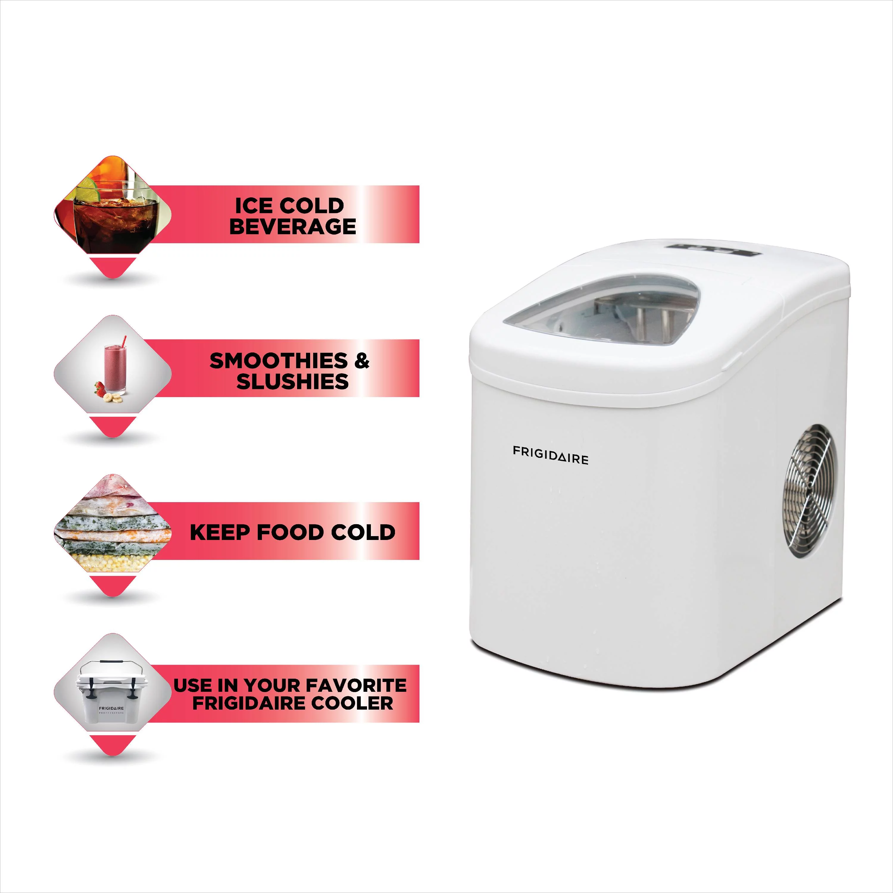 Frigidaire 26lbs. Portable Countertop Ice Maker (Ice Bullets)- Silver