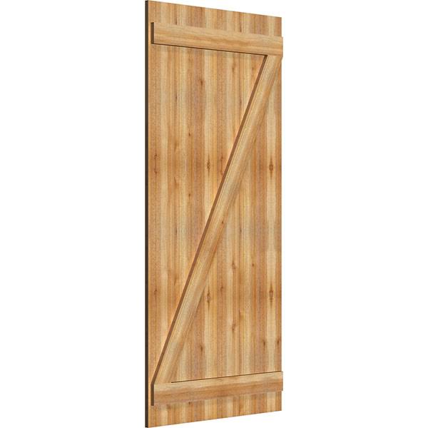 32 1/4x22W x 68x22H TimberCraft Six 5 3/8x22 Boards Joined Board-n-Batten Shutters w/Z-Bar, Rough Sawn Western Red Cedar (Per Pa
