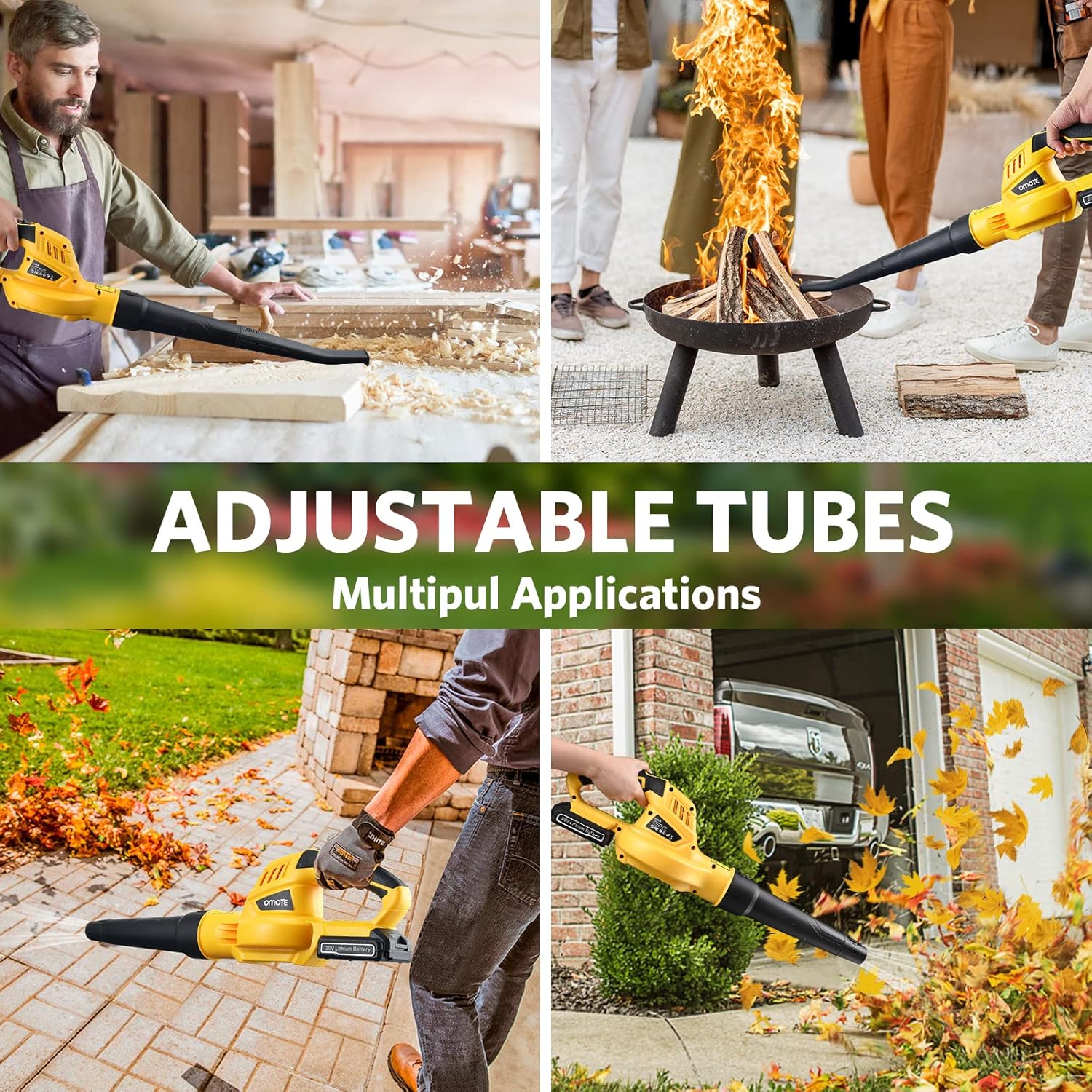 Cordless Leaf Blower - OMOTE 177 CFM Leaf Blower with Battery & Charger, Low Noise, Easy One-Button Control, Lightweight