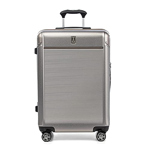 Travelpro Platinum Elite Hardside Expandable Carry on Luggage, 8 Wheel Spinner, TSA Lock, Hard Shell Polycarbonate Suitcase, Metallic Sand