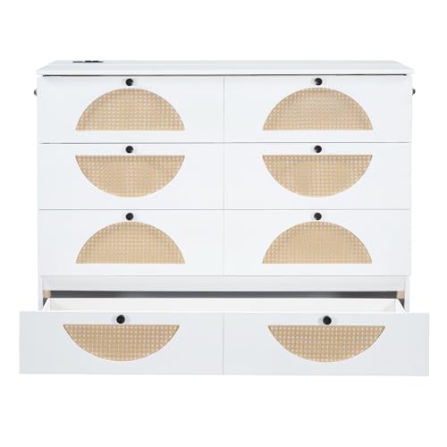 Harper & Bright Designs Full Size Murphy Bed Cabinet Wall Bed Chest with USB