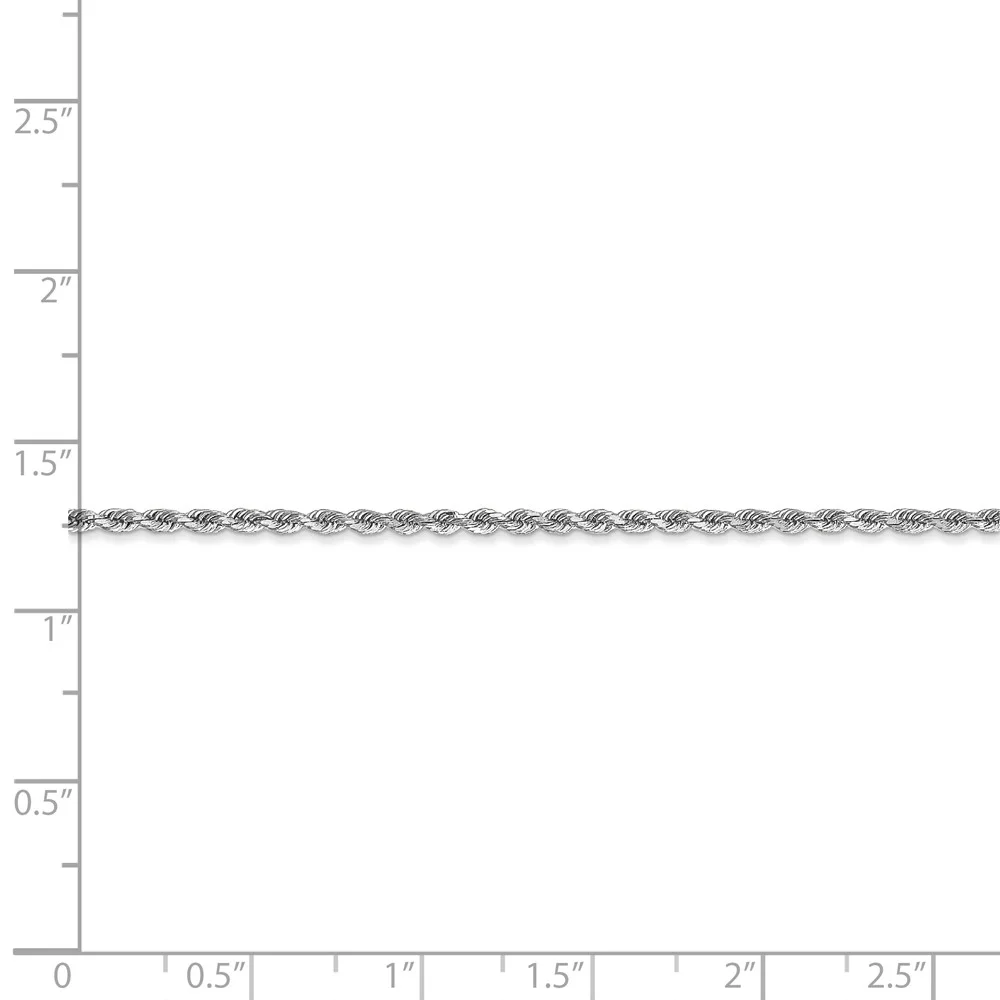 Real 10kt White Gold 1.75mm Diamond-cut Rope Chain; 30 inch; Lobster Clasp; for Adults and Teens; for Women and Men