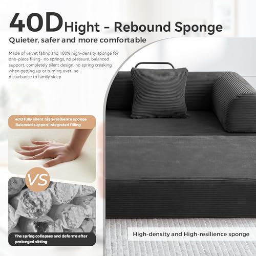 Convertible Sleeper Sofa Bed with Cylindrical Pillow, Comfy Foldable Sofa Bed Compressed Sofa in Box