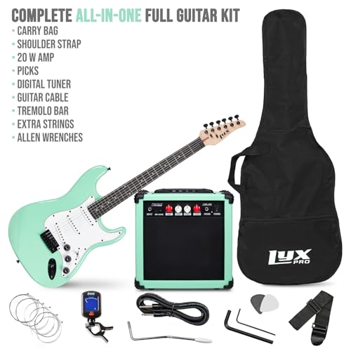 LyxPro 36 Inch Electric Guitar and Kit for Kids with 3/4 Size Beginner’s Guitar, Amp, Six Strings, Two Picks, Shoulder Strap, Digital Clip On Tuner