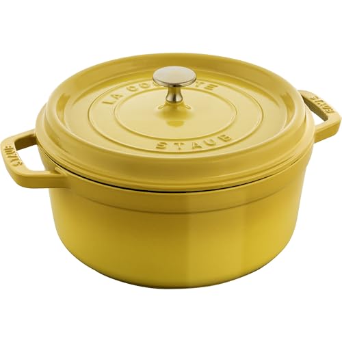 STAUB Cast Iron Dutch Oven 5.5-qt Round Cocotte, Made in France, Serves 5-6, Black Matte