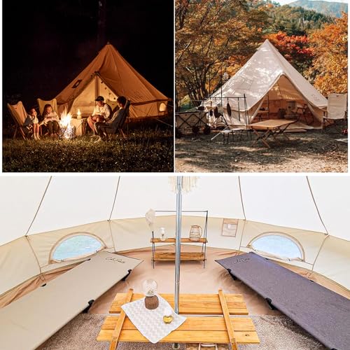 S'more Canvas Bell & Teepee Camping Tent, Water Resistant, Hot Tent with Stove Jack, 4 Season Outdoor Glamping Tent