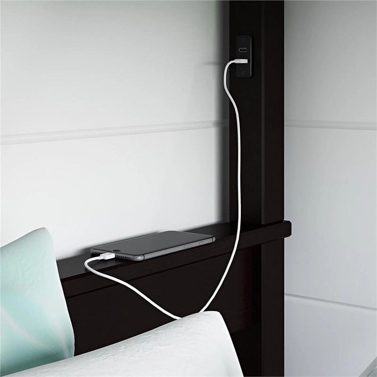 Dorel Living Moon Wood Full over Full Bunk Bed with USB Port in Chocolate