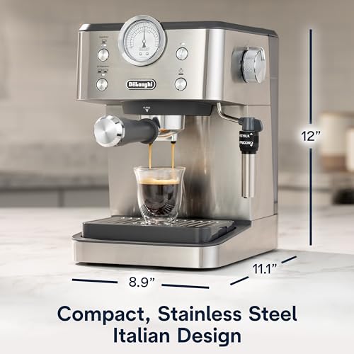 De’Longhi Linea Classic Espresso Machine with Milk Frother, 15-Bar Pump & Temperature Control - Barista Coffee Maker Kit for Espresso, Latte