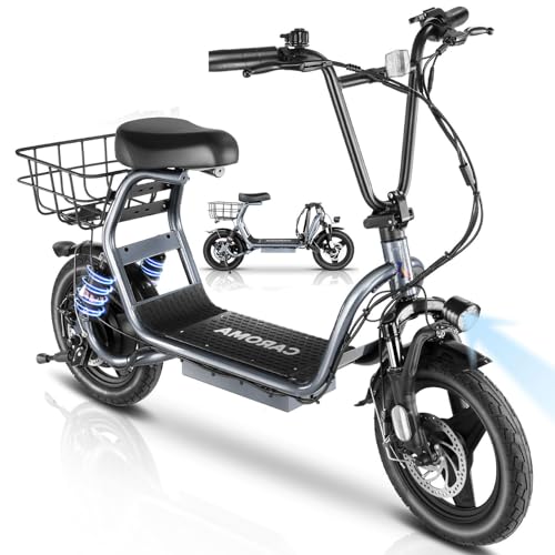 Caroma Peak 500W/800W/1200W Electric Scooter with Seat for Adults,up to 30 Miles&20MPH, 14" Fat Tire