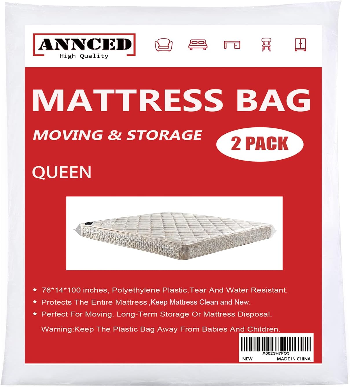 1 Packs Mattress Bag for Moving & Long-Term Storage Protection Cover