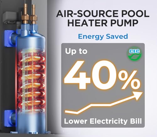 16000 BTU Electric Pool Heater For Above Ground Pool 5000 Gallon Swimming Pool Heat Pump Heating Cooling Mode WiFi Control Schedule Pool Heater 120V