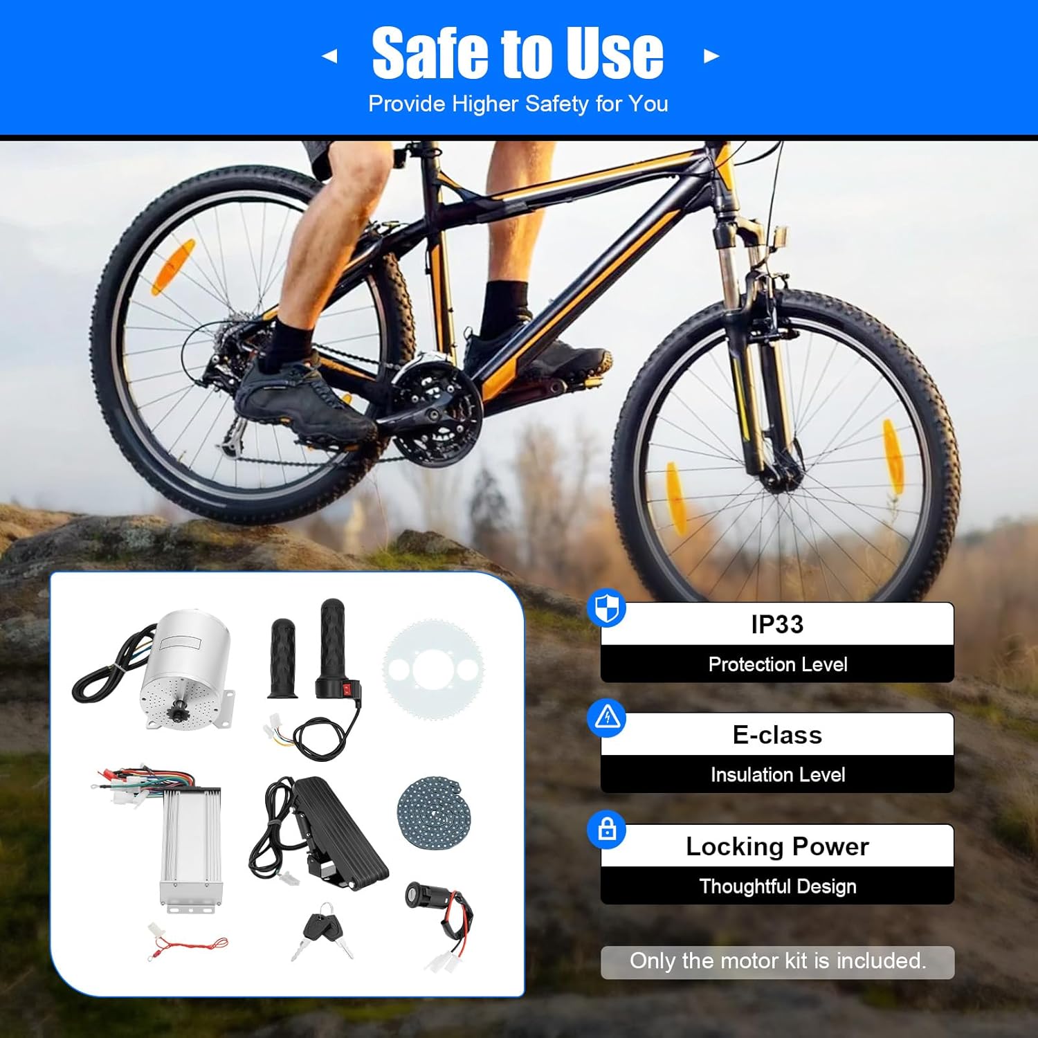 Brushless Motor Kit with Controller and Throttle 48-72V 3000W 6000RPM High Speed Motor Go Kart Electric Brushless Motor Kit for Electric Scooter E