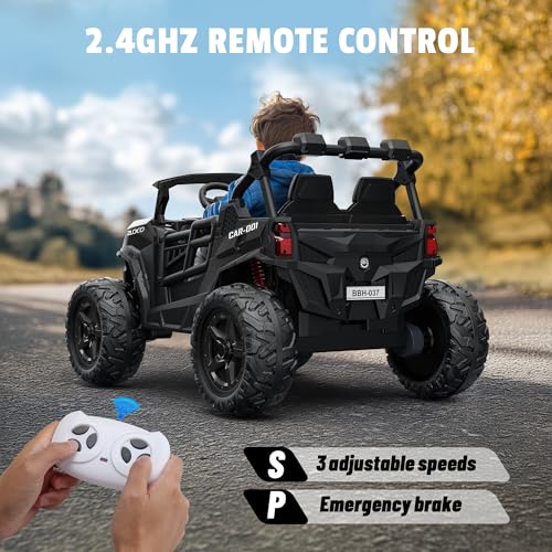 24V 2 Seater Ride on Car Truck, 4x200W, EVA Tires, 4WD/2WD, Rainbow Lights, Remote Control, Shock Absorbers, Bluetooth
