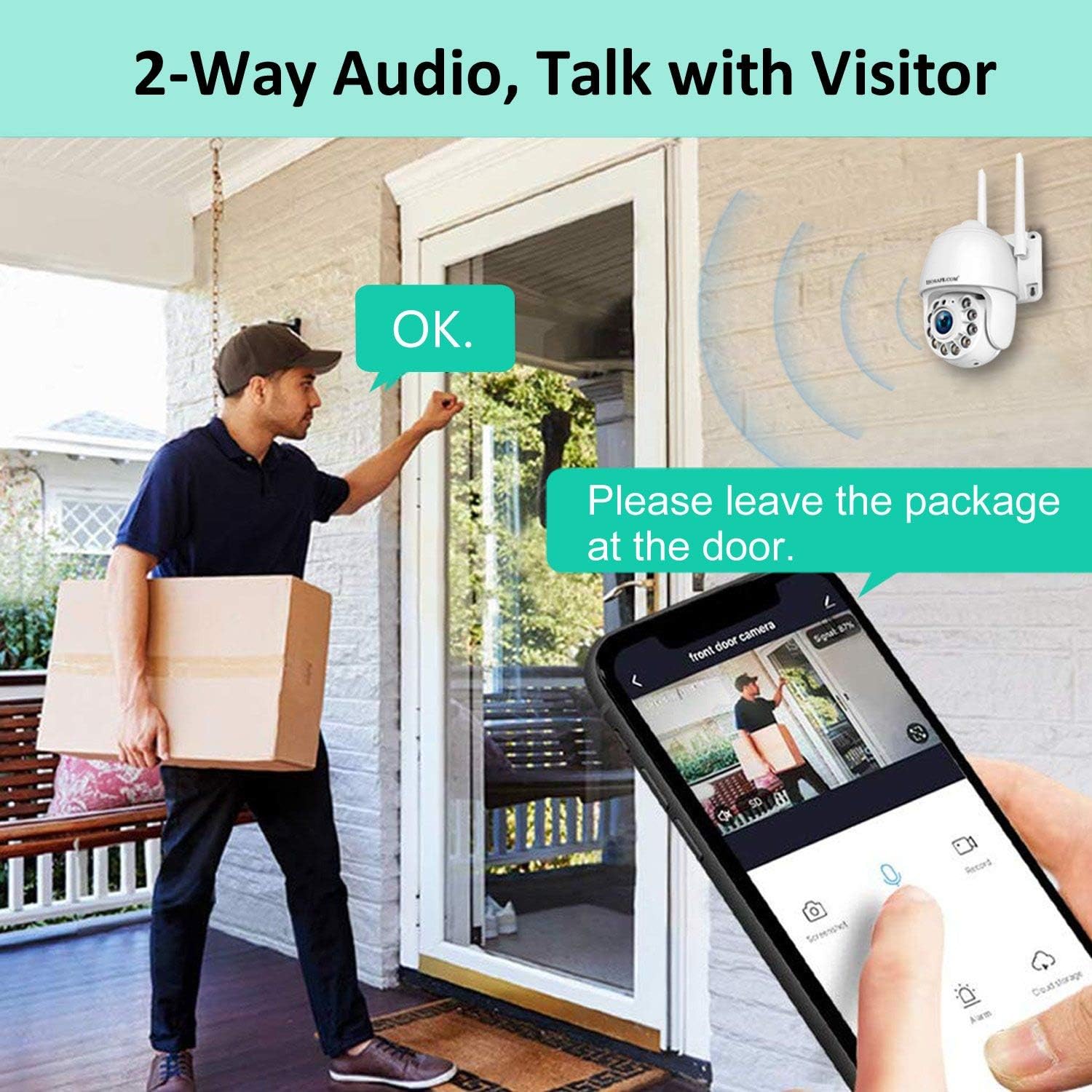 Security Camera Outdoor, Hosafe WiFi IP Camera Home Security System, Floodlight AI Motion Detection, Pan Tilt Auto Tracking, Two Way Audio