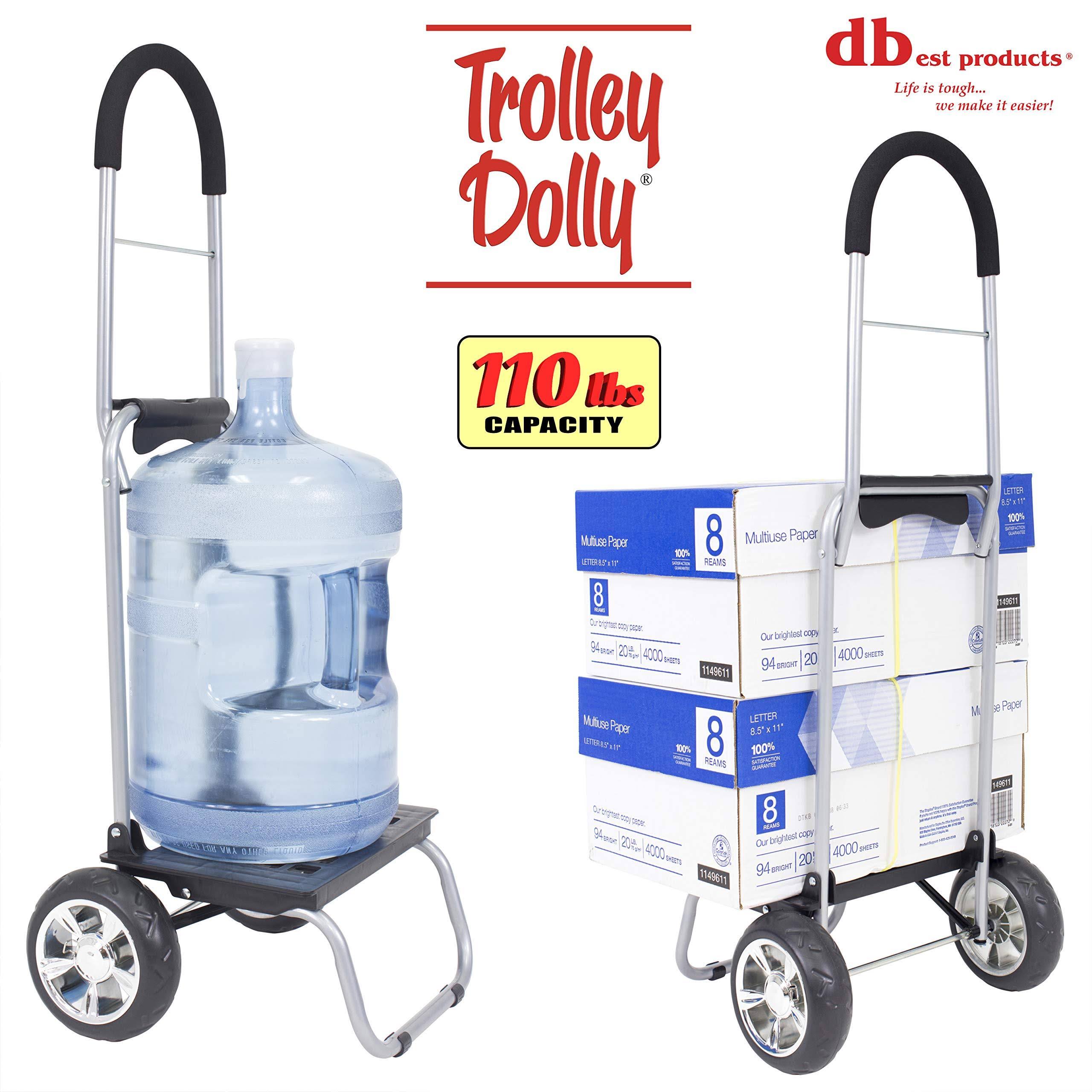 Dbest Products Trolley Dolly, Reflective Shopping Grocery Foldable Cart
