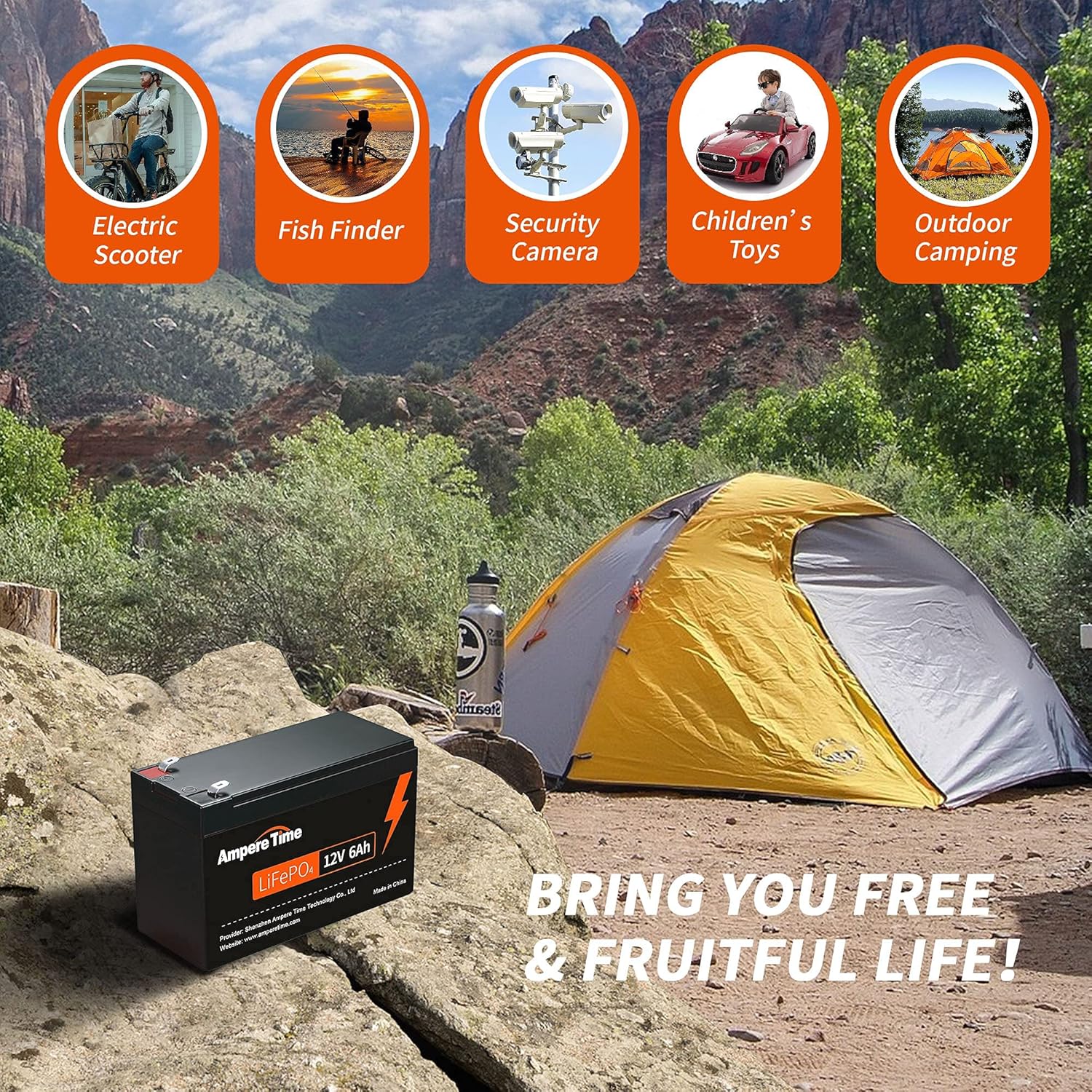 Ampere Time 12V 50Ah Lithium LiFePO4 Battery, Ideal Replacement for?12V 100Ah AGM SLA Battery, More Efficient Output & Much Lighter, 4000+ Cycles