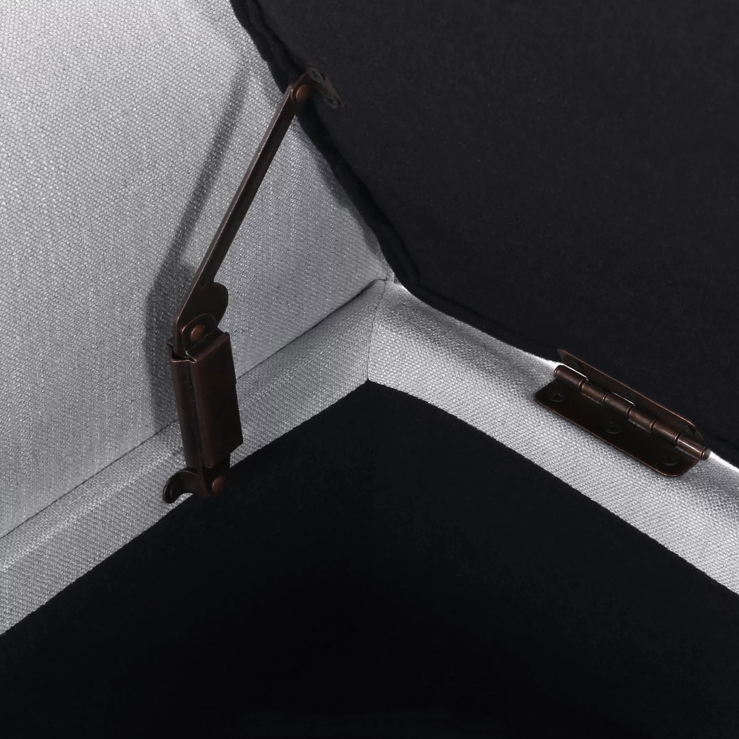 Noble House Sheffield Contemporary Rolled Arm Fabric Storage Ottoman Bench, Light Gray and Dark Brown - Radiant Selections