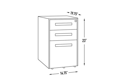 Laura Davidson Furniture Stockpile Square Mobile 3 Drawer File Cabinet - Metal Filing Cabinet, Legal/Letter File Folders, Pre-Assembled