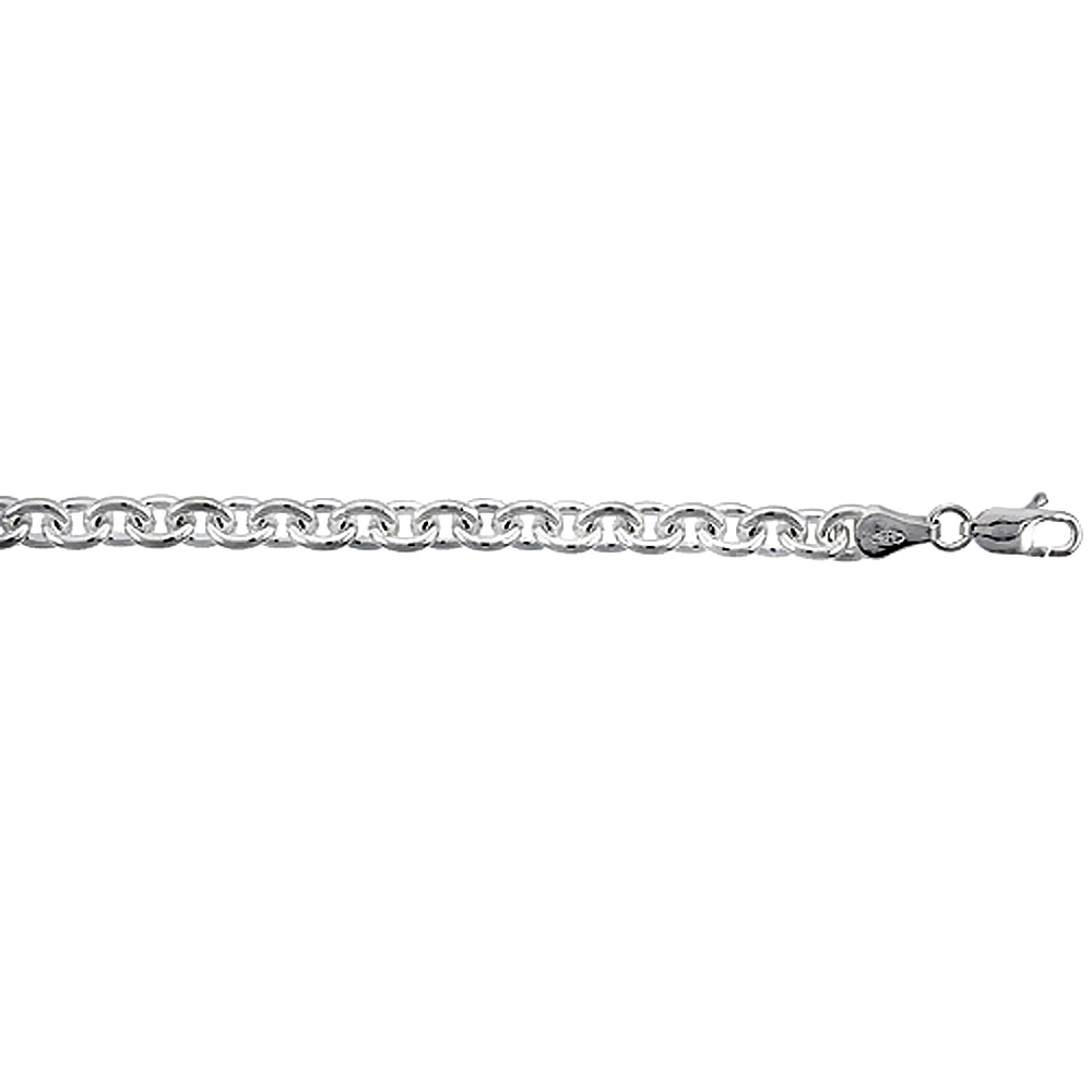 925 Sterling Silver Italian Fancy Cable Link Chain Bracelet 5.8mm