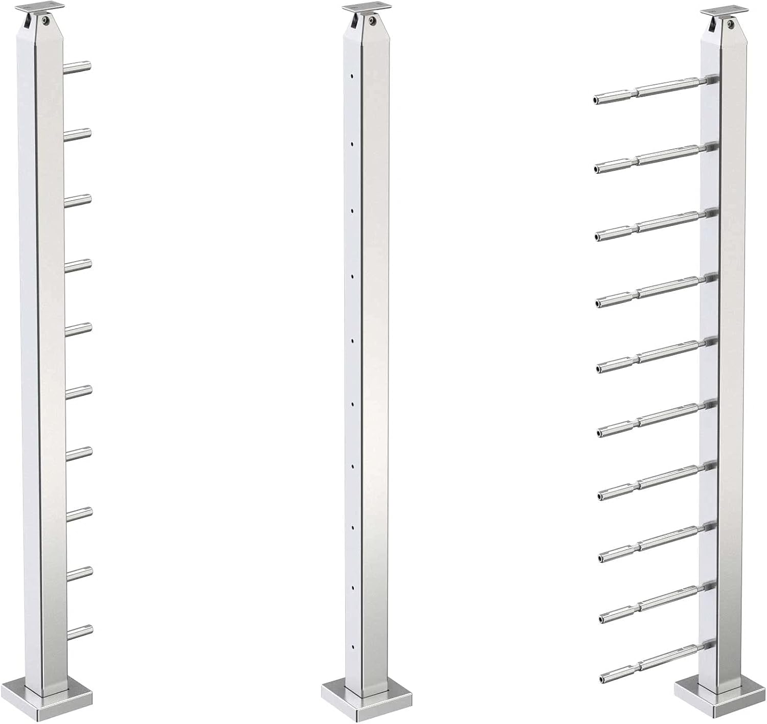 Heavy Duty Stainless Steel 316 Cable Railing Square Surface Mount Post Kit 36 Middle