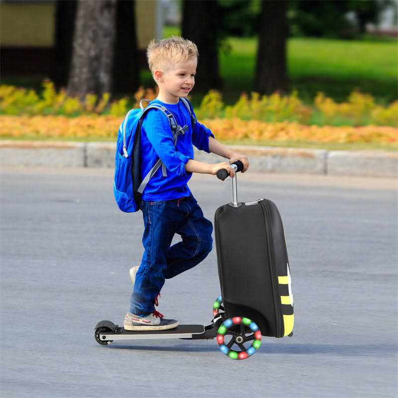 Hardshell Ride-On Suitcase Scooter with LED Flashing Wheels-Black | Costway - Sports Supplies Online Store