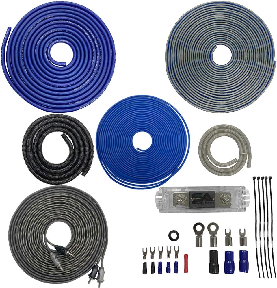 Seismic Audio - Pair of 8 Inch 1000 Watt Dual 4 Ohm Car Audio Subwoofer Package with Amplifier & Cables