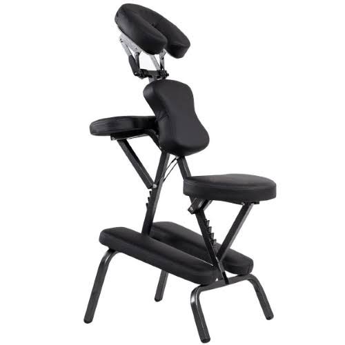 Portable PU Leather Pad Travel Massage Chair w/ Carrying Bag Black