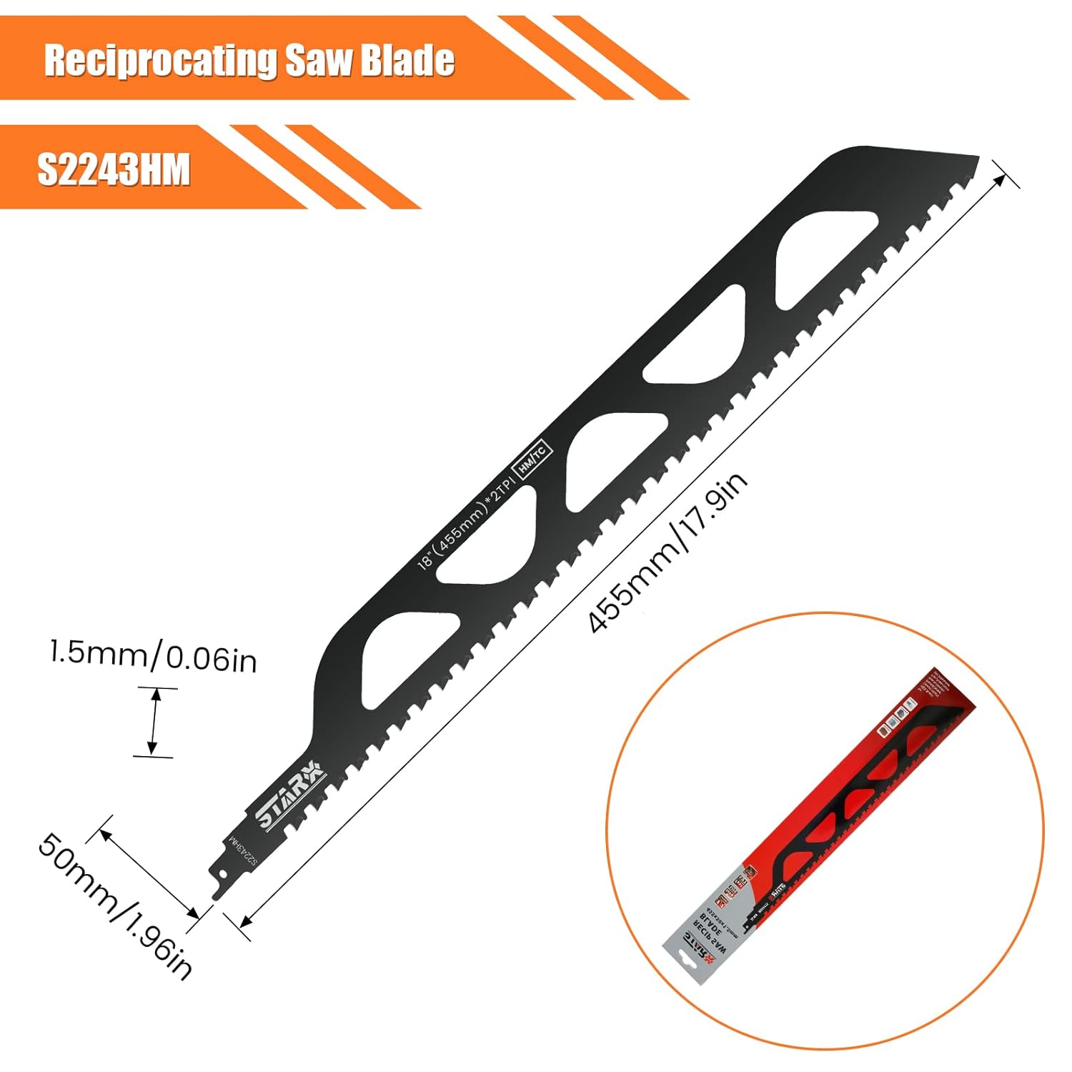 JTWEB Reciprocating Saw Blades, Demolition Masonry Hard Alloy Saw Blade for Cutting Wood, Fiber Cement and Brick, Porous Concrete