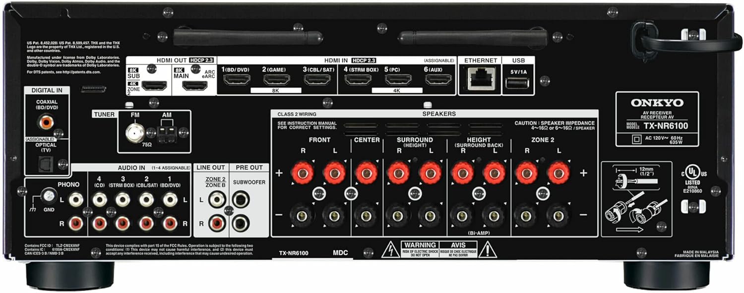 Onkyo TX-NR6100 7.2 Channel THX Certified Network AV Receiver with HDMI Cable