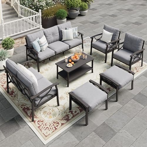 Wisteria Lane 5-Piece Outdoor Patio Furniture Set, Outdoor Metal Sectional Furniture with Cushions